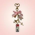 Pink   Gold Bag Charm Keychain - Travel Theme