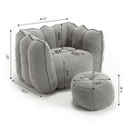 Soft Bean Bag Chair W  High Resilient Foam chips  square Lazy Sofa W  Footstool