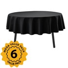 6-pack Black Round Tablecloths  90 In  For 4-5 Ft Round Tables   Stain-resist   