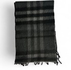 Burberry Men s Black Gray Plaid Wool Scarf With Logo Accent  One Size