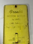 Vintage Franks Motor Lodge Fort Monmouth Yellow Advertising Thermometer Sign Inn