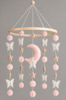 Butterfly Baby Mobile For Girls  Moon Nursery Decor  Baby Girl  Baby Shower Gift