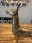 Vintage Large 13    Brass Doe Deer Pair Figurines   Sculptures