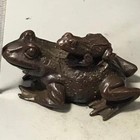 2 75  Collectible Rare Old China Alloy Animal Pond Frog Statue Ornament Fortune 
