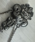 Antique Sterling Silver Chatelaine Brooch Clip W 3 Attachment Chains