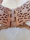 Ornate Teak Wood Cook Book Bible Stand Holder Hand Carved Folding Display