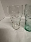 Set Of 3 Coca Cola Coke Glasses Vintage 2 Green Glass 5 25 