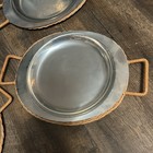 Vintage Ferralum Hong Kong Metal Oval Plate Platter 11 5  X 10  With Wicker Tray