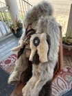 Native American Style Carved Wood Wall Mask W  Faux Fur Headdress  Beaded