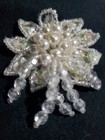 Vintage White Faux Pearl Seed Beads Sequins Floral Wedding Formal Shoe Clips 