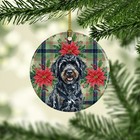 Black Portuguese Water Dog Christmas Poinsettas Ceramic Ornament Wdk8779co1