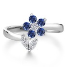 925 Sterling Silver Lab Grown Diamond And Created Sapphire Statement Ring For