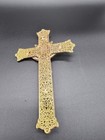 Vintage Wall Crucifix Hanging Filigree Gold Tone  Jesus Christ Inri Ornate