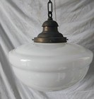 Vintage 30 s Art Deco Milk Glass School House Ceiling Light Fixture 16  Diameter