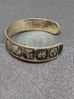 Vintage Zodiac Astrology Cuff Bracelet Gold Tone Celestial Horoscope Signs  7 5 