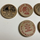 6 Vintage Wooden Nickels All From Oregon Advertising Myrtle Point Lincoln City 
