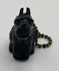 Black Plastic Scottie Dog Keychain Mechanical Push Tail   Opens Mouth Vintage