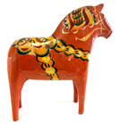 Vtg Swedish Dala Horse 5  Burnt Orange Wooden Hand Painted Stamped Sweden