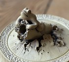 Chinese Yixing Duanni Beige Zisha Teapot  Bamboo Frog Lid  Style Of Wang Yinxian