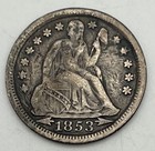 1853 Love Token Initials  gg  Bottle And Glasses On Usa Seated Dime Hand Carved