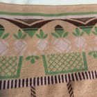 Vintage 1940s Wool Woven Art Deco Flower Basket Design Blanket Reversible 70x60