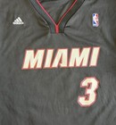 Miami Heat Basketball Jersey Dwayne Wade 3 Adidas Tag Size Large Black Authentic