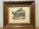 1960s Framed Antique Car Art Litho Prints - Set Of 4 Matching Mini Wall Decor