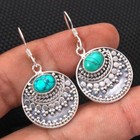 Genuine 925 Sterling Silver Dangle Earrings For Women Turquoise Natural Gemstone