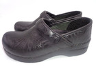 Dansko Leather Professional Nursing Clogs 6 5-7 Womens Black Floral Shoes
