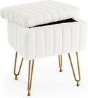 Ottoman Faux Fur Vanity Stool Chair Storage Soft Padded Makeup Footstools Seat