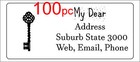 100 Personalised Return Address Label Custom Sticky Mailing Sticker 56x25mm Key