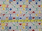 Vintage Baby Nursery Fabric 21 5 X 44  Block Numbers Baby Toys Kittens Cotton 