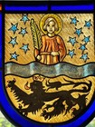 Vintage German M  nchengladbach St Vitus Stained Glass Coat Of Arms Panel