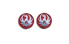 Factory Ruger Red   Silver Pistol Grip Medallions     Oem Pair Made In Usa