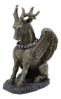 Gothic Sitting Winged Pegasus Stag Horned Gargoyle In Stoic Pose Statue 6 25 h