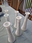 Lot Of 6 Vintage Milk Glass Star   Bar Bud Vases  9 Inch 