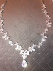 Silver Crystal Floral Necklace  Bracelet And Earrings Fashion Jewelry Set