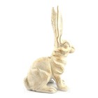 Large Rabbit Figurine Garden Statue Heavy Duty Cast Iron Antique White 10 5 Inch