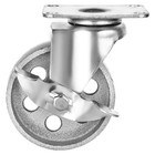 4 All Steel Swivel Plate Caster Wheels W Brake Lock Heavy 4  With Brake  Gray