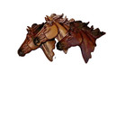 Horse Wall Hanging 3 Stallion Heads Brown-tan-dark Brown Decorative Folk Art