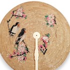 Antique Vietnamese Qu   t Tr  n Hand-painted Fan  Bone Handle  Hue Style