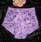 Vintage Second Skin Rose Satin High Waisted Full Brief Granny Panties Nos-m 6     