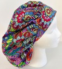Mosaic Floral Print Size Large Medical Bouffant Scrub Cap Surgery Hat