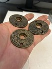 3 Vintage Eastlake Victorian Cast Brass Door Knob Rosette Escutcheon Hardware
