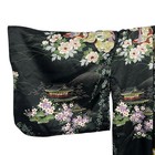 Vintage Japanese Kimono Robe Floral Geisha Print Black 45 L Made In Japan Lounge