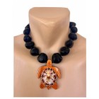 Hawaii Black Kukui Nut Choker Lei Necklace Opihi Shell On Koa Wood Turtle Honu