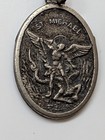 Vintage Saint Michael The Archangel Catholic Pendant Shown Defeating Devil demon