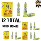 12 Stink Bombs Glass Vials Stinky Smelly Nasty Fart Gas Bomb Smell Gag Gift