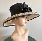 Snoxell   Gwyther Black Neutral Floral Swirl Wide Brim Derby Hat Hatinator