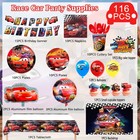 116 Pcs Cars Party Decoration Lightning Mcqueen Birthday Supplies Balloon Plates
